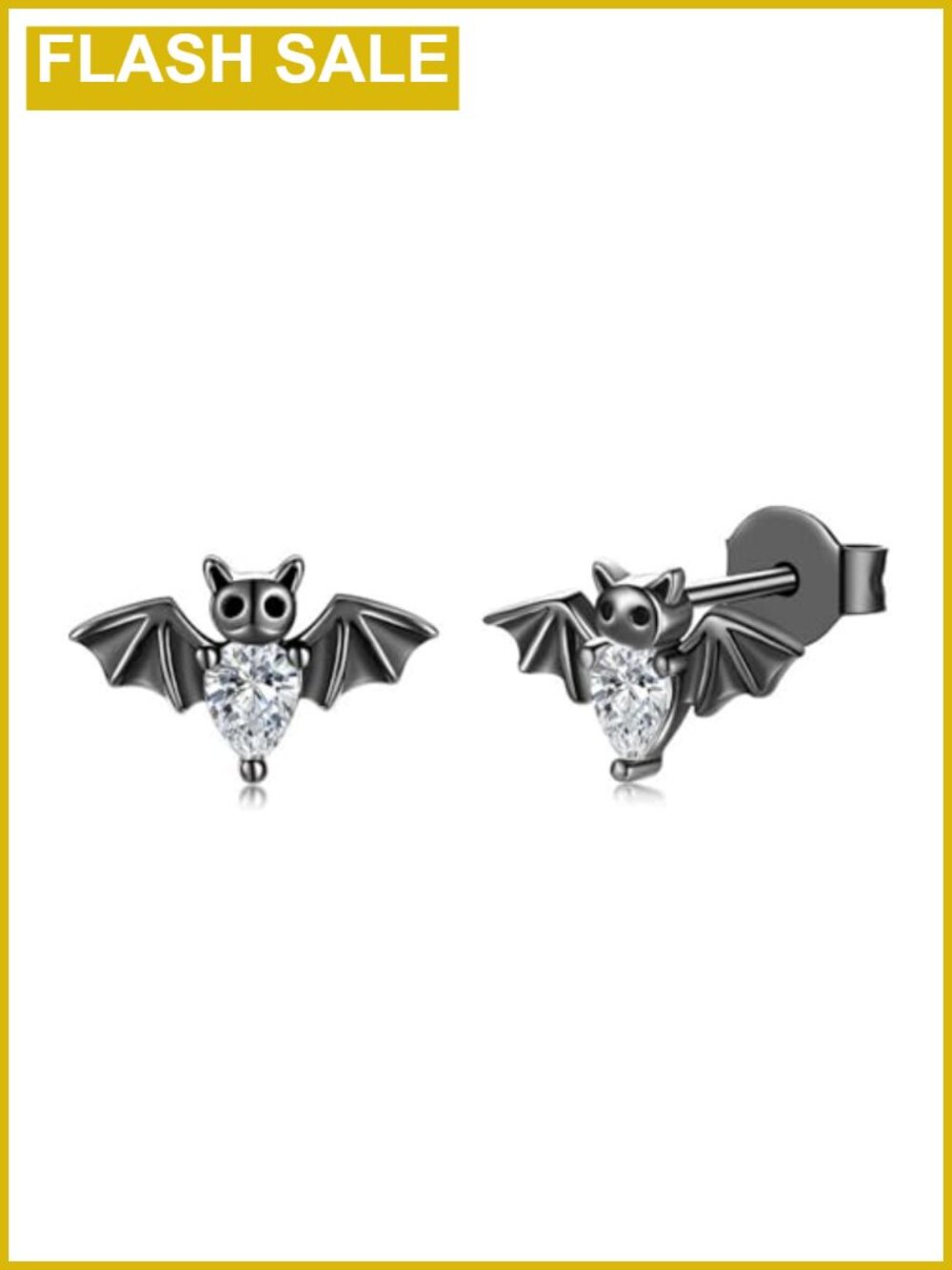 Rhinestone Bat Stud Earrings Gothic Halloween Vampire Jewelry Gift